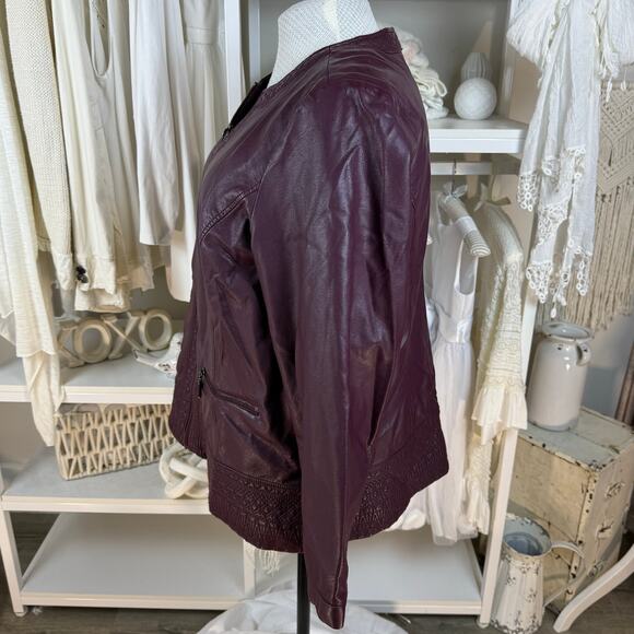 CJ Banks Plus sz. 1X Purple vegan leather full zip blazer, jacket classic #4264 - Picture 2 of 9